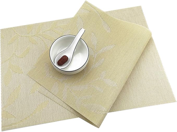 Gugrida Place Mats PVC Set of 6, Table Placemats Set of 6 PVC Washable Woven - Image 6