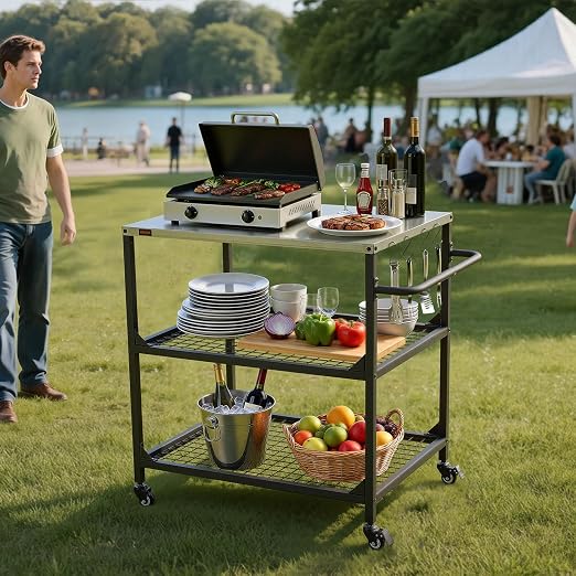 VEVOR Outdoor Grill Cart, 31.5 x 24.0 inch Stainless Steel Tabletop Size - Image 8