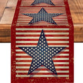 Star 4July Burlap Table Runner Seasonal Spring Fall Kitchen Dining Linen Table by Worltoldb