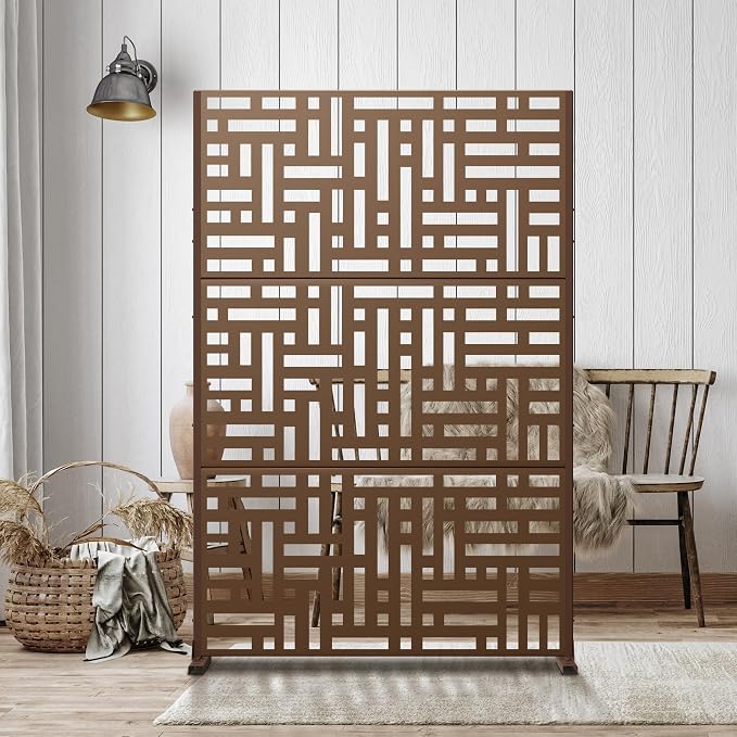 Metal Privacy Screen Outdoor 72" H×47" W, Freestanding Decorative Privacy Screen - Image 7