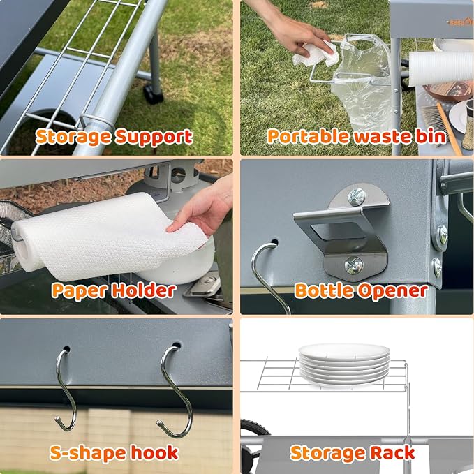 Upgraded Pizza Oven Cart Table for Ooni Koda/Karu/Fyra 16 & 12, Movable Thicken - Image 7