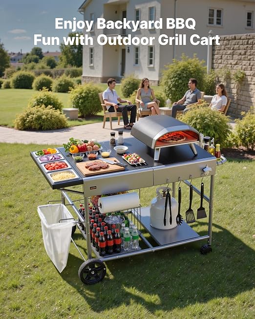 VEVOR Outdoor Grill Cart, 36.4 x 23.4 x 1 inch Tabletop Size Grilling Table - Image 2