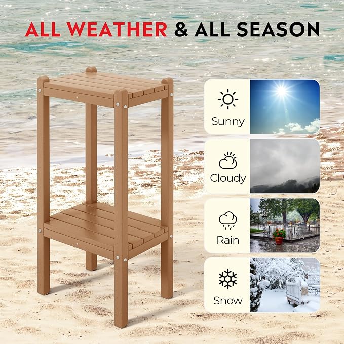 Costaelm Outdoor Side Table, 2-Tier Small Patio Coffee Tables - Image 5