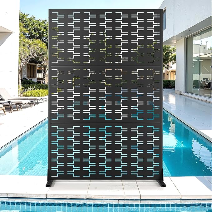 Metal Privacy Screen for Outdoor & Indoor Use, Free Standing Privacy Screen for by Unknown
