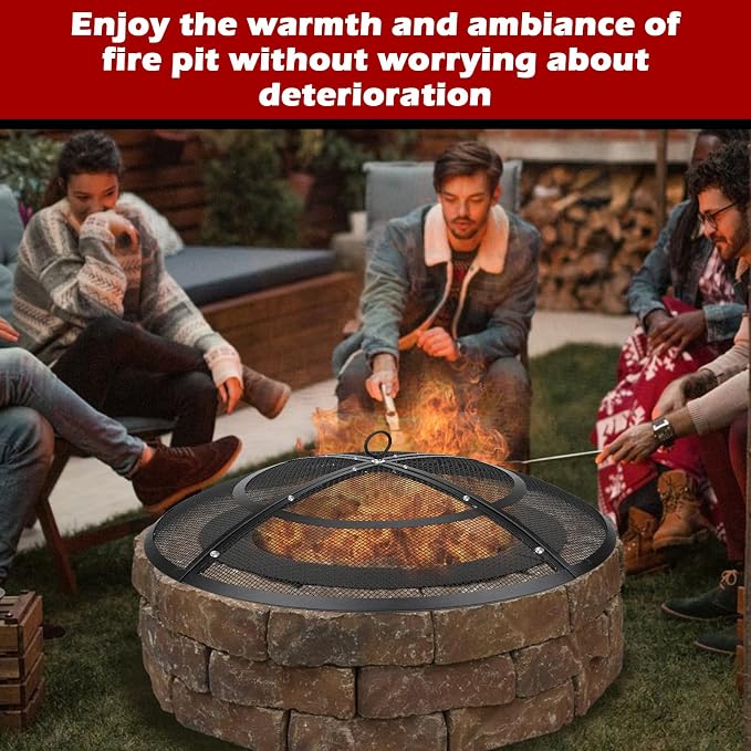 Fire Pit Spark Screen, 36 Inch Fire Pit Screen Cover Outdoor - Image 6