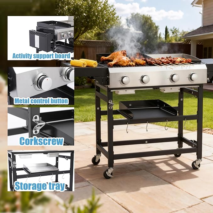 2-Burner Hybrid Grill with Flat Top, 38200 BTU - Image 3