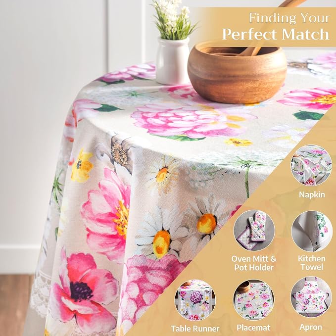 Maison d' Hermine Table Cloth Round Table 100% Cotton 63 Inches Tablecloth - Image 5