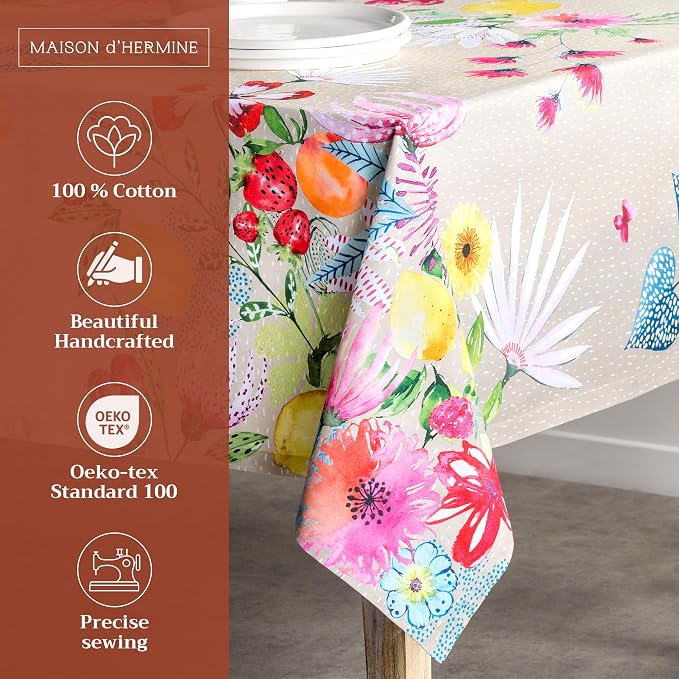 Maison d' Hermine Table Cloth Rectangle Table 100% Cotton 60 x 90 Inches - Image 2