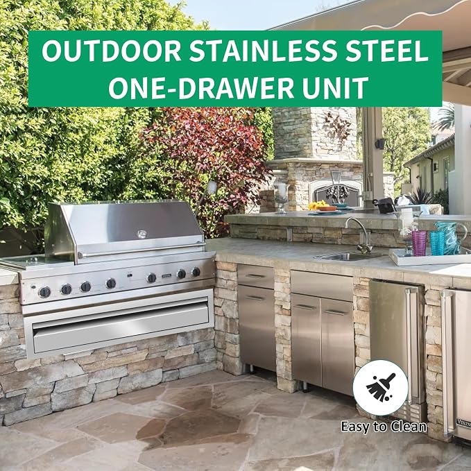 Outdoor Kitchen Drawers 30" W x 6.5" H x 23" D Stainless Steel Single Drawers - Image 5