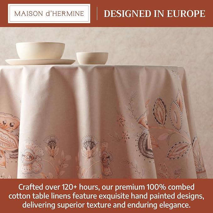 Maison d'Hermine Premium Table Cloth Round Table 100% Cotton 70 Inches - Image 3