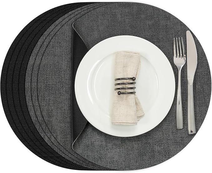 Myir JUN Round Placemats Dual Sided, Faux Leather Place Mats Set of 4 Indoor by MyirJUN