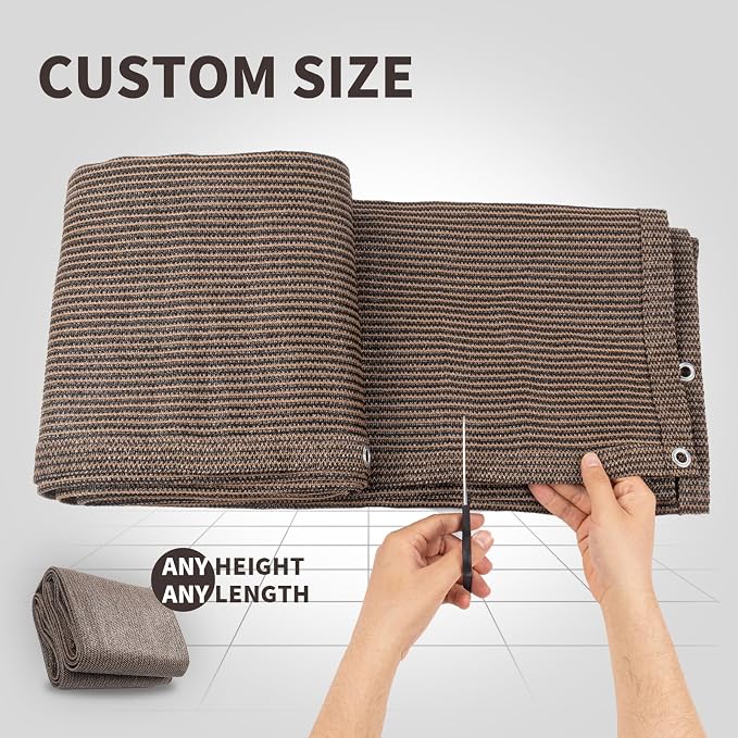 LOVE STORY Custom Size 2'6''x25' Brown Balcony Privacy Screen, UV Block Privacy - Image 2