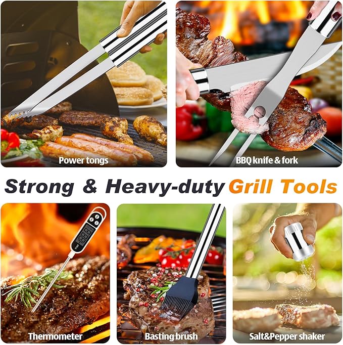 Barbecue Tool Set, 26-Piece Stainless Steel Grill Utensils with Aluminum Case