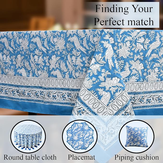 CPC Tablecloth 100% Cotton 72x160 Inch Indian Block Print Rectangle Table Cover - Image 8