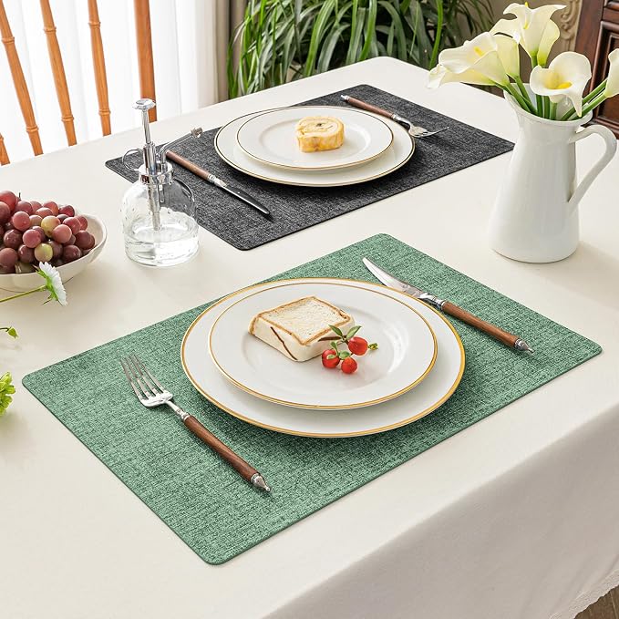 Romanstile Reversible Vinyl Placemats Set of 8, Faux Leather 100% Waterproof - Image 6