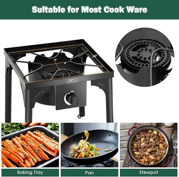 Goplus Outdoor Camping Stove, Single Burner Propane Gas Cooker w/Detachable - Image 6