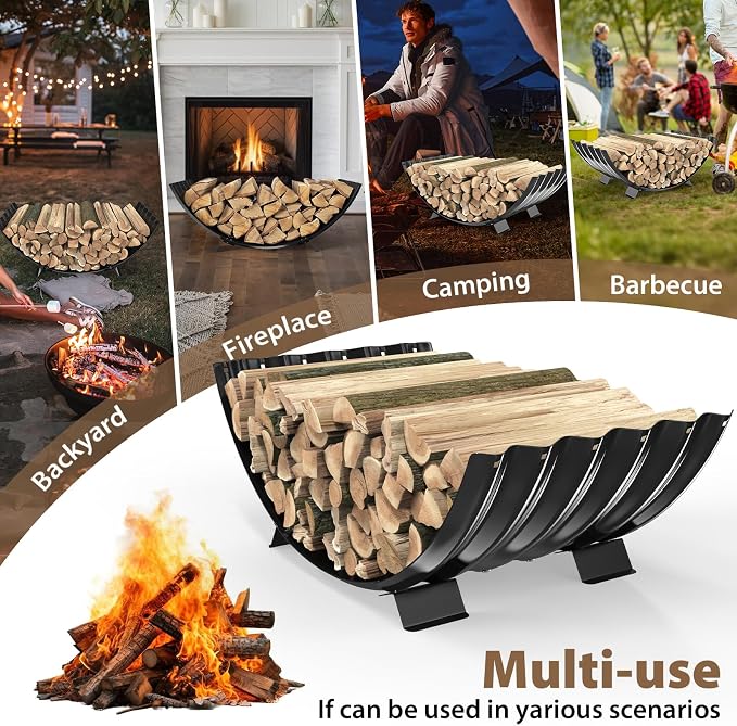 32 inch Diameter Sector Firewood Rack Storage -0.8MM Thick Galvanized Steel - Image 5