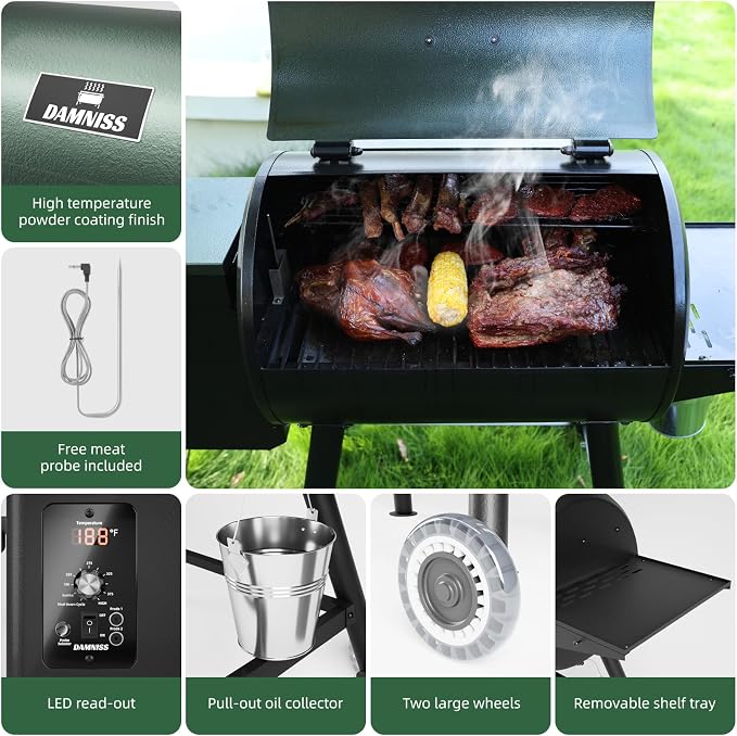 Pellet Grill Smoker 8 In 1 Outdoor Wood Electric Pellet BBQ Grill - Image 3