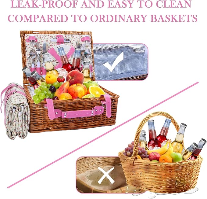 Neti Neti Wicker Picnic Basket for 4 - Image 6