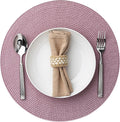 Round Placemats Set of 4 Plastic Woven Placemats Washable Wipeable Table Mats by BAROYAL