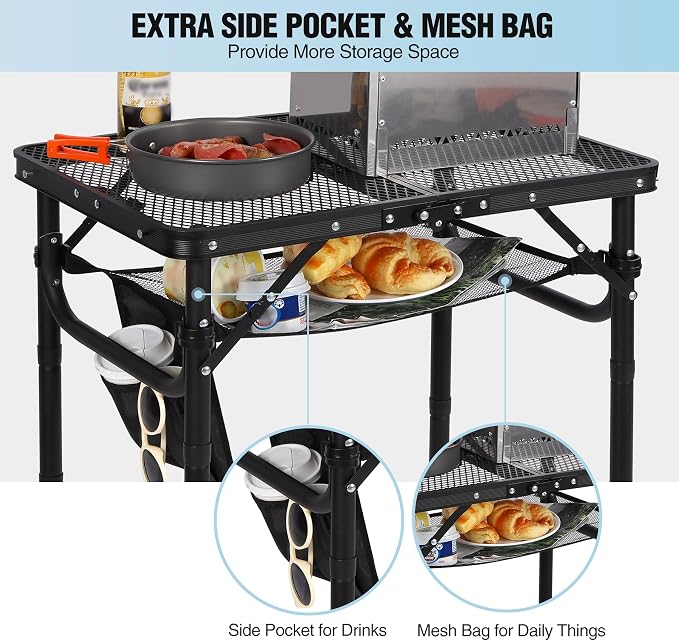 RedSwing Folding Grill Table, Lightweight Height Adjustable Aluminum Table - Image 5