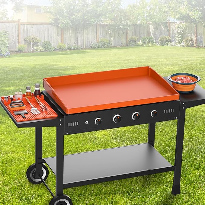 Silicone Grill Floor Mat Set for 36-Inch Griddle, Orange