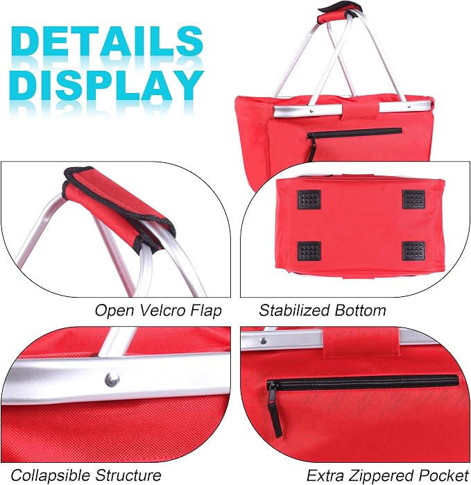 Picnic Basket, SIYUAN Collapsible Shopping Basket 24L Portable Grocery Basket - Image 4
