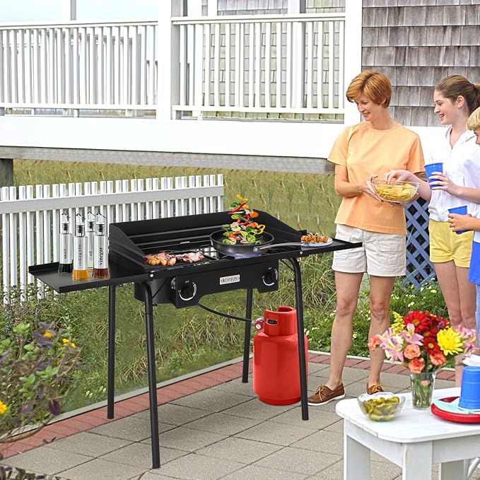ROVSUN 2 Burner Gas Stove with Side Shelves, 000 BTU Portable Propane Stove - Image 7