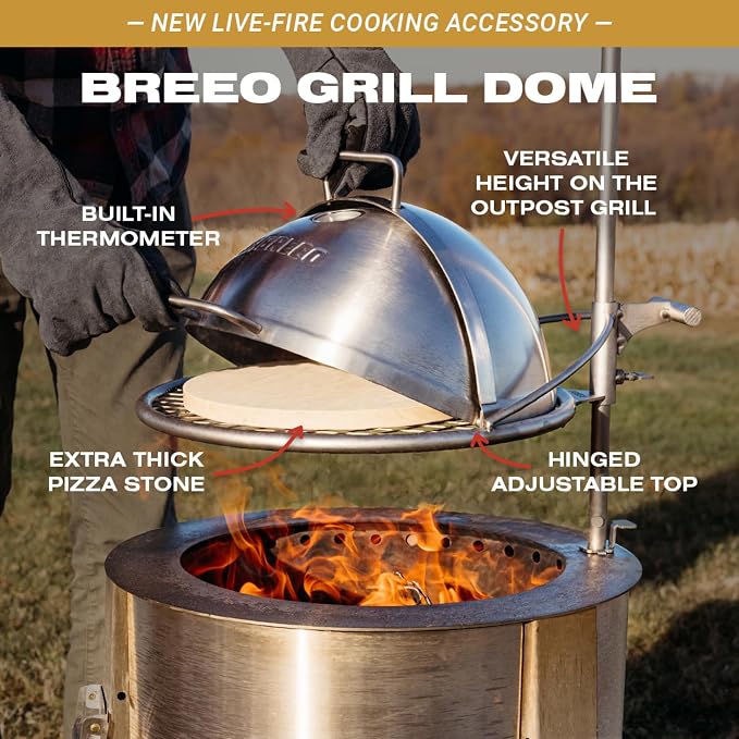 Breeo Grill Dome and Outpost Grill Bundle – Hinged Stainless Steel Dome - Image 2