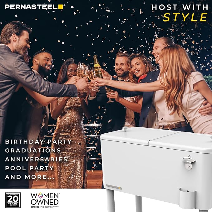 Permasteel 80 Quart Party Cooler, Rolling Ice Chest - Image 6