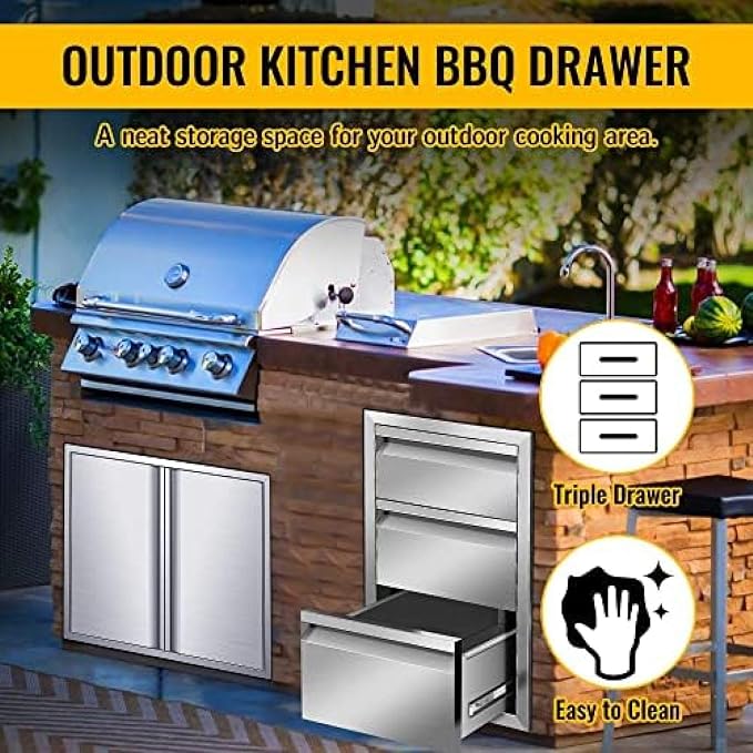 Outdoor Kitchen Drawers, Flush Mount Triple Access BBQ Drawers - Image 7