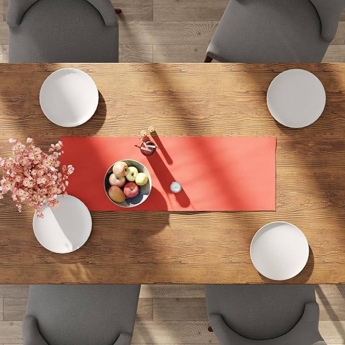 Encasa XO Table Runner 13"x36" Long | Cotton Canvas Fabric | Coral Solid Color - Image 4