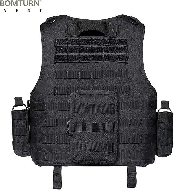 BOMTURN Tactical Airsoft Vest Upgrade Adjustable Modular Paintball Vest Outdoor - Image 2