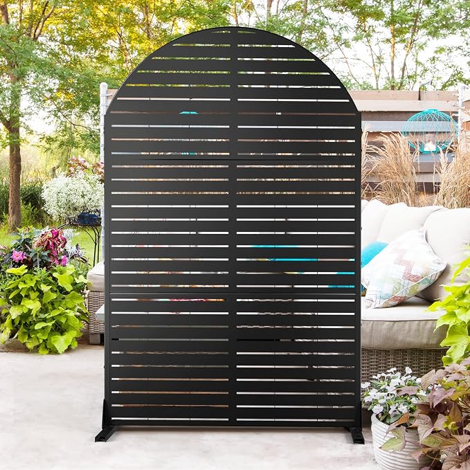 Metal Privacy Screen Outdoor 72" H×47" W, Freestanding Decorative Privacy Screen by Unknown