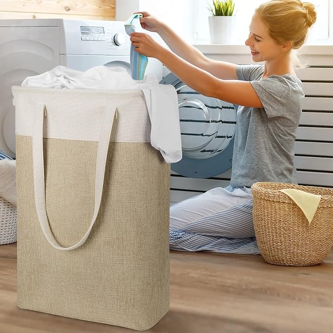 Laundry Hampers 15.2Lx7.5Wx23H Small&Tall Slim Fabric Laundry Baskets Thin - Image 2