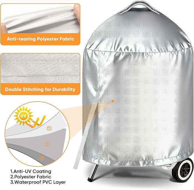 iCOVER Grill Cover for Weber 22 Inch Charcoal Kettle- Heavy Duty Waterproof BBQ - Image 3
