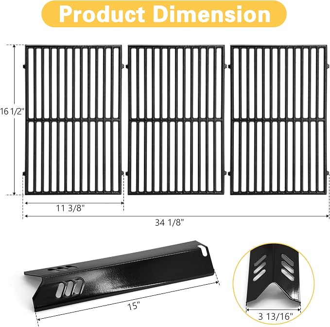 Grill Replacement Parts for Dyna Glo 6 Burner DGB610SSP, Cast Iron Grill Grates - Image 3