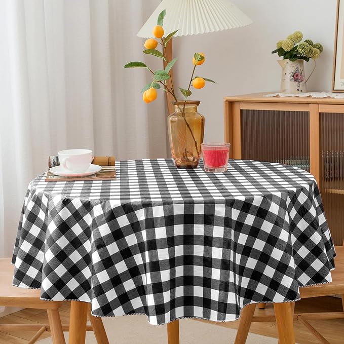 Nasitos 2 Pack Checkered Round Tablecloth 60 Inch-Waterproof Oil & Spill Proof - Image 8