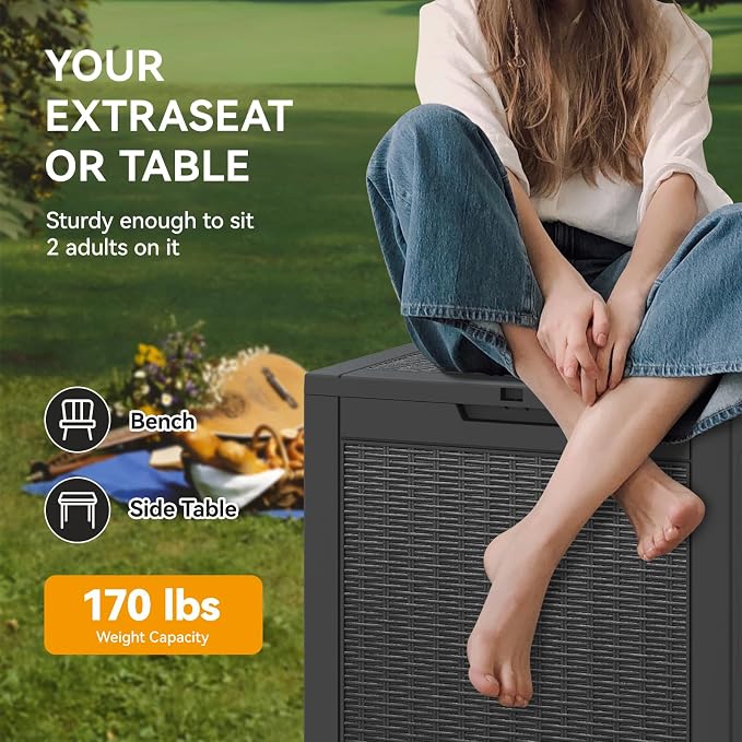 KAMABOKO 31 Gallon Outdoor Storage Box, Resin Deck Boxes Indoor and outdoor - Image 7