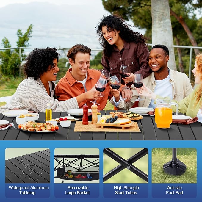 ALPHA CAMP Portable Camping Table, Adjustable Aluminum Folding Table - Image 6