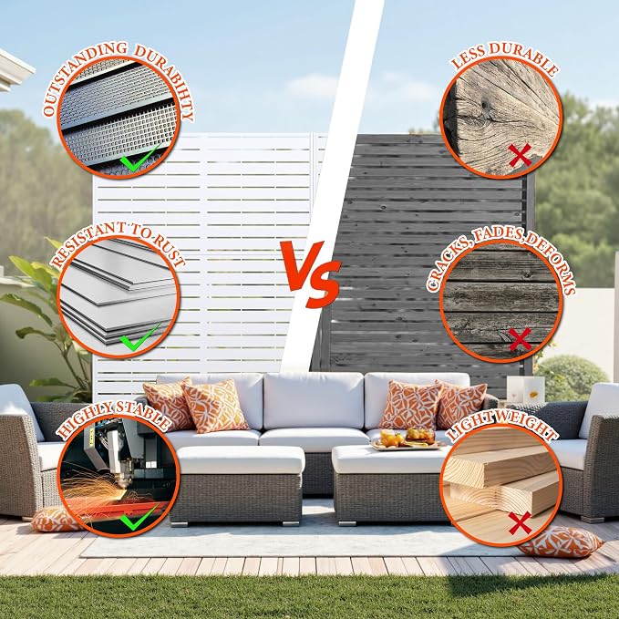 GarveeLife Metal Privacy Screen 72" h x 47" w, Outdoor Privacy Screens and - Image 5