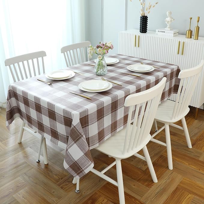 Romanstile Square Plastic Tablecloth, 100% Waterproof Oil-Proof Checkered PVC - Image 2