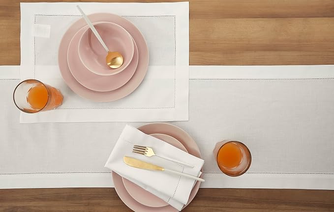 Solino Home White Table Runner 48 Inches - Image 3