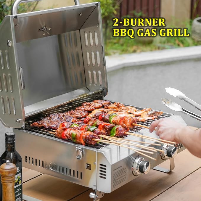 Tabletop Gas Grill 2 Burners, Stainless Steel Gas Stove 16000BTU - Image 7