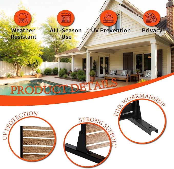 GarveeLife Metal Privacy Screen 72" h x 47" w, Outdoor Privacy Screens and - Image 3