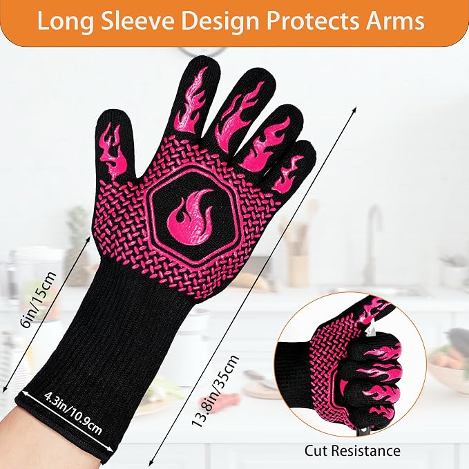 BBQ Fireproof Gloves, Grill Cut-Resistant Gloves 1472°F Heat Resistant Gloves - Image 2