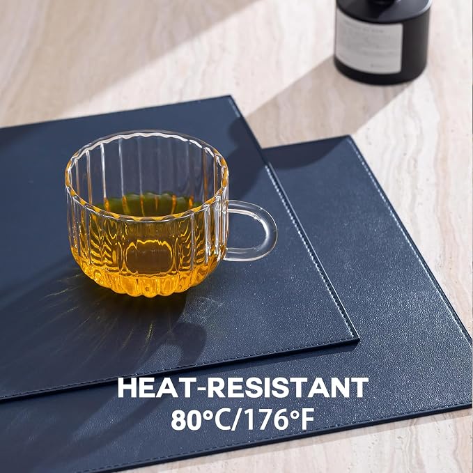 Faux Leather Placemats Set of 8 Vinyl Washable Wipeable Table Mats - Image 4