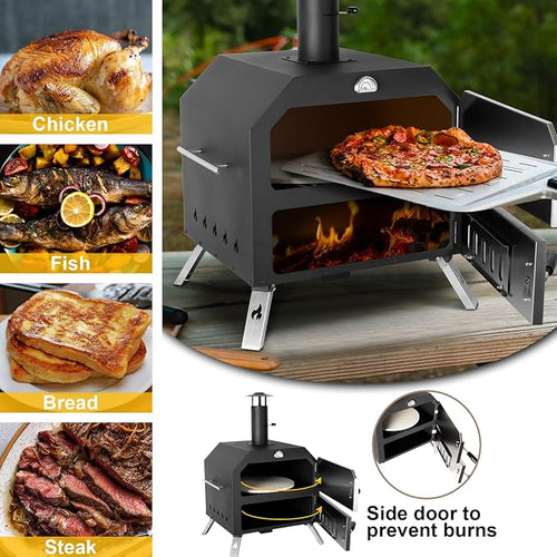 15’’ Outdoor Pizza Oven Wood Fired Pizza Oven Portable Patio Ovens Included - Image 2