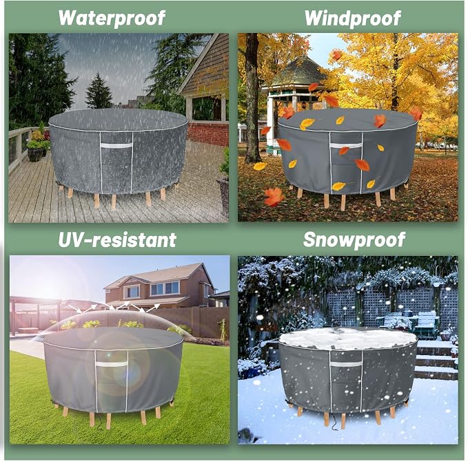 Gasadar Round Outdoor Furniture Cover Waterproof, Round Patio Furniture Covers - Image 6