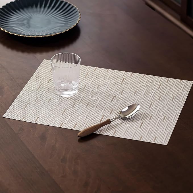 LEXMORE Placemats Set of 6 Vinyl/Plastic Woven Place Mats - Image 3